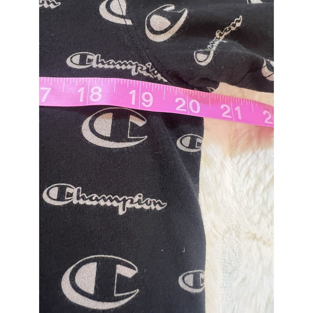 Champion Black All Over Print Logo T-Shirt Men's Size Medium AOP Tee - Picture 5 of 6